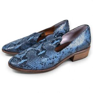 Lucky Brand Womens Garny Loafer Shoes Leather Bluestone Snakeskin Pattern 9M